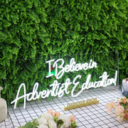 I Believe In Adventist Education White Neon Sign