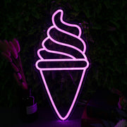 Ice Cream Cone Purple Neon Sign