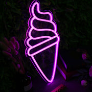 Ice Cream Cone Purple Neon Sign