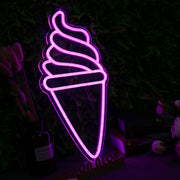 Ice Cream Cone Purple Neon Sign