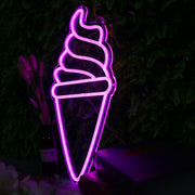 Ice Cream Cone Purple Neon Sign