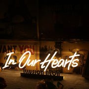 In Our Hearts Yellow Neon Sign