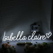 Isabella Claire White Neon Sign