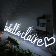 Isabella Claire White Neon Sign