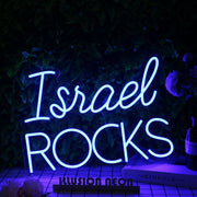 Israel Rocks Blue Neon Sign