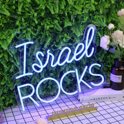 Israel Rocks Blue Neon Sign