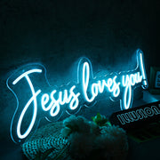 Jesus Loves You Blue Neon Sign