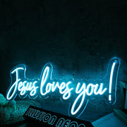 Jesus Loves You Blue Neon Sign