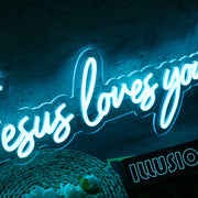 Jesus Loves You Blue Neon Sign