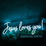 Jesus Loves You Blue Neon Sign