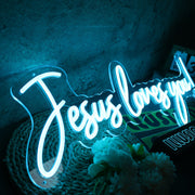 Jesus Loves You Blue Neon Sign