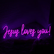 Jesus Loves You Purple Neon Sign