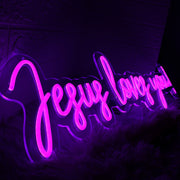 Jesus Loves You Purple Neon Sign