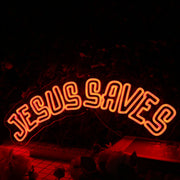 Jesus Saves Orange Neon Sign