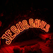 Jesus Saves Orange Neon Sign