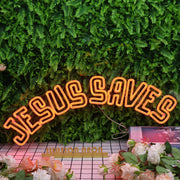 Jesus Saves Orange Neon Sign