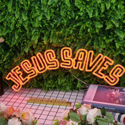 Jesus Saves Orange Neon Sign