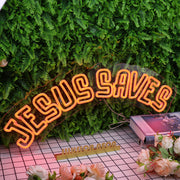 Jesus Saves Orange Neon Sign