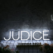 Judice White Neon Sign