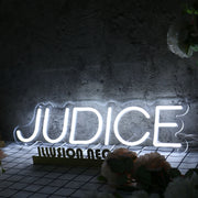 Judice White Neon Sign