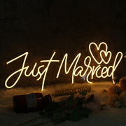 Just Married Yellow Neon Sign