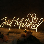 Just Married Yellow Neon Sign