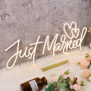 Just Married Yellow Neon Sign