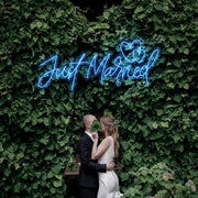 Just Married Two Love Hearts Neon Sign