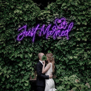 Just Married Two Love Hearts Neon Sign