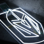 Knight Helmet White Neon Sign