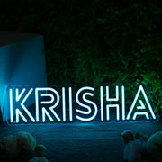 KRISHA Blue Neon Sign