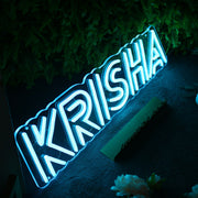 KRISHA Blue Neon Sign