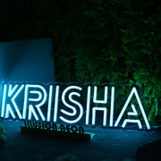 KRISHA Blue Neon Sign