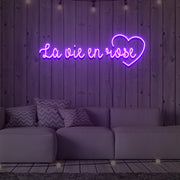 La Vie En Rose Neon Light Signs Custom Neon Sign For Wedding Bar Party Decoration