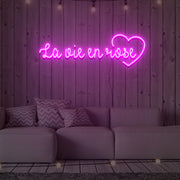 La Vie En Rose Neon Light Signs Custom Neon Sign For Wedding Bar Party Decoration