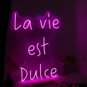 La Vie Est Dulce Purple Neon Sign