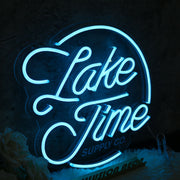 Lake Time Blue Neon Sign