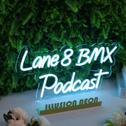 Lane 8 BMX Podcast Blue Neon Sign