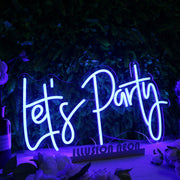 Lets Party Dark Blue Neon Sign