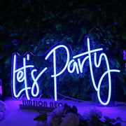 Lets Party Dark Blue Neon Sign