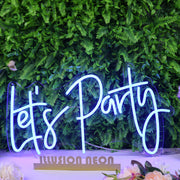 Lets Party Dark Blue Neon Sign