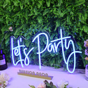 Lets Party Dark Blue Neon Sign