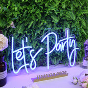 Lets Party Dark Blue Neon Sign