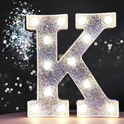 Steel Marquee Letter K Alphabet Shiny Silver High-End Custom Zinc Metal Marquee Light Marquee Sign