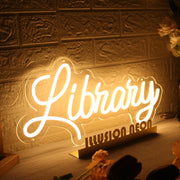 Library Yellow Neon Sign