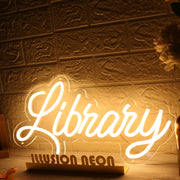 Library Yellow Neon Sign