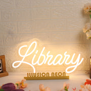 Library Yellow Neon Sign