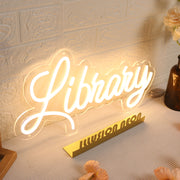 Library Yellow Neon Sign