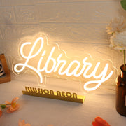 Library Yellow Neon Sign