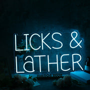 Licks And Lather Blue Neon Sign